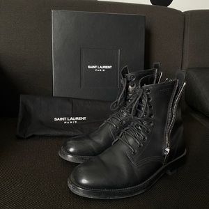 Saint Laurent Black Combat Boots
